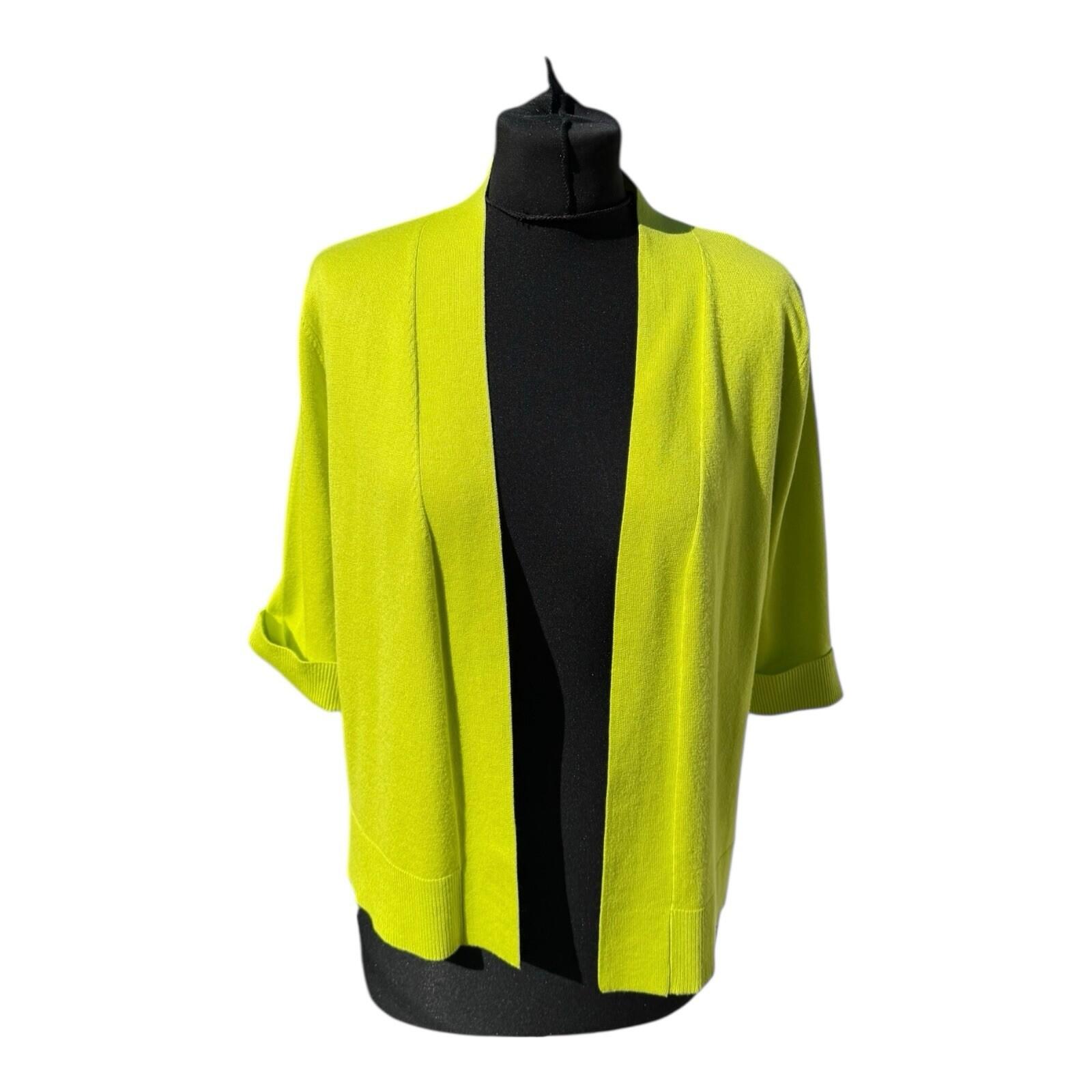 TRU Collection Neon Yellow Cardigan Open Front Women’s UK Size L