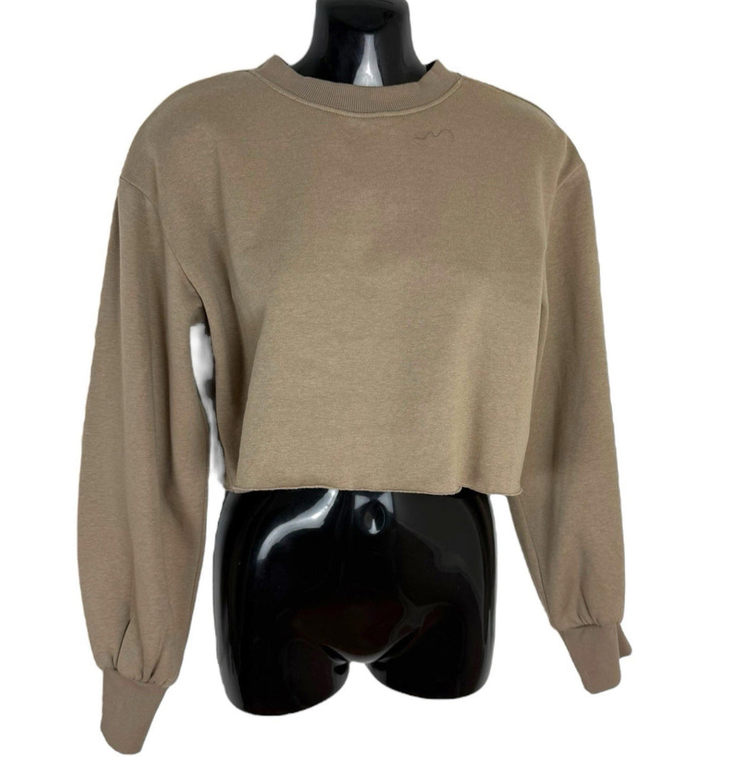 Divided Sweater Women's UK Size XS Light Brown Jersey Top Cropped Crew Neck