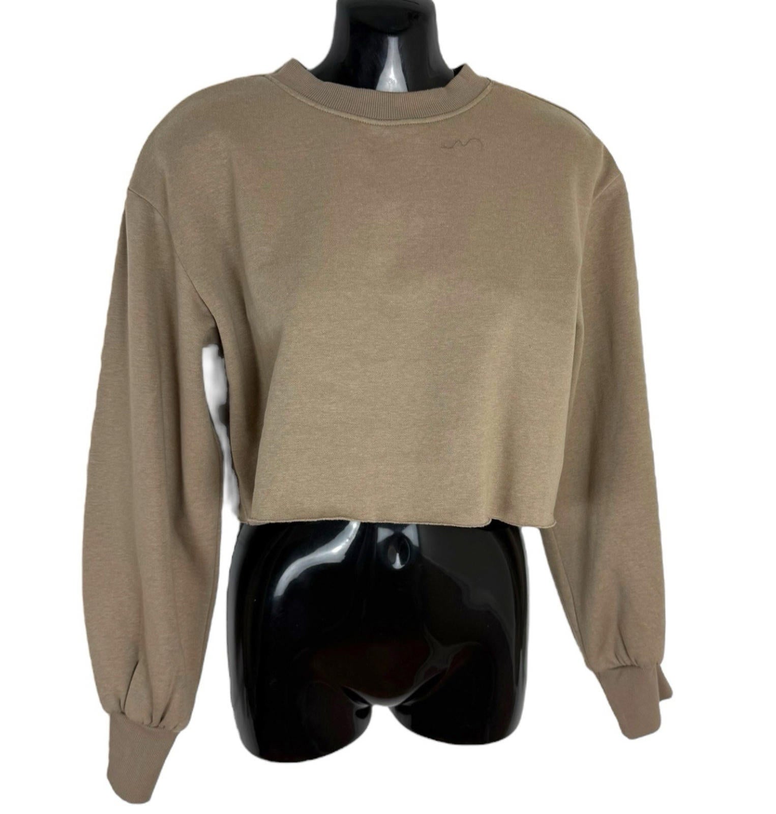 Divided Sweater Women's UK Size XS Light Brown Jersey Top Cropped Crew Neck