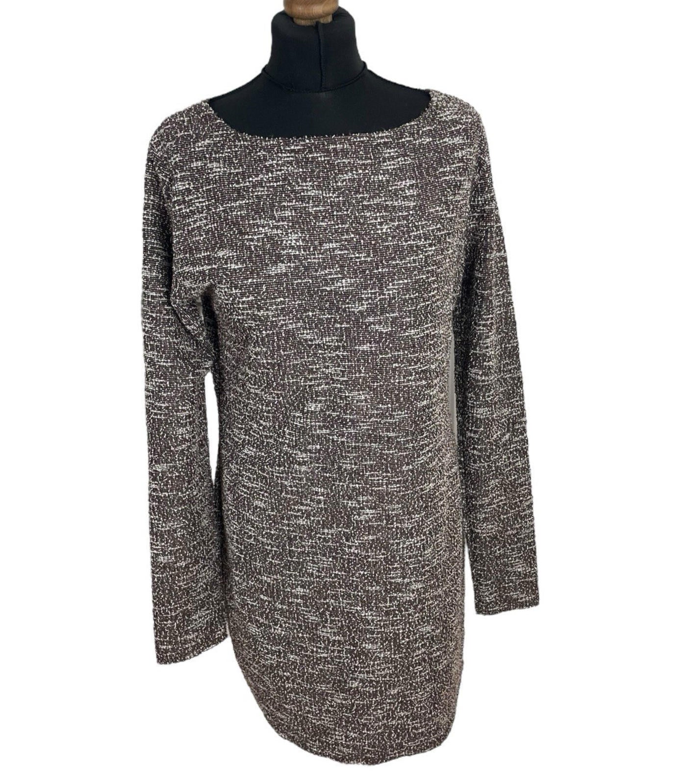 Brown Textured Mini Dress Pencil Long Sleeve Women’s UK Size 16
