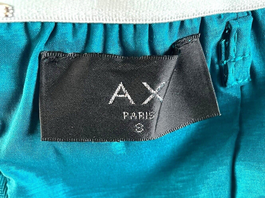 AX Paris Mini Dress Turquoise Ruched Off Shoulder Embellished Women’s UK Size 8