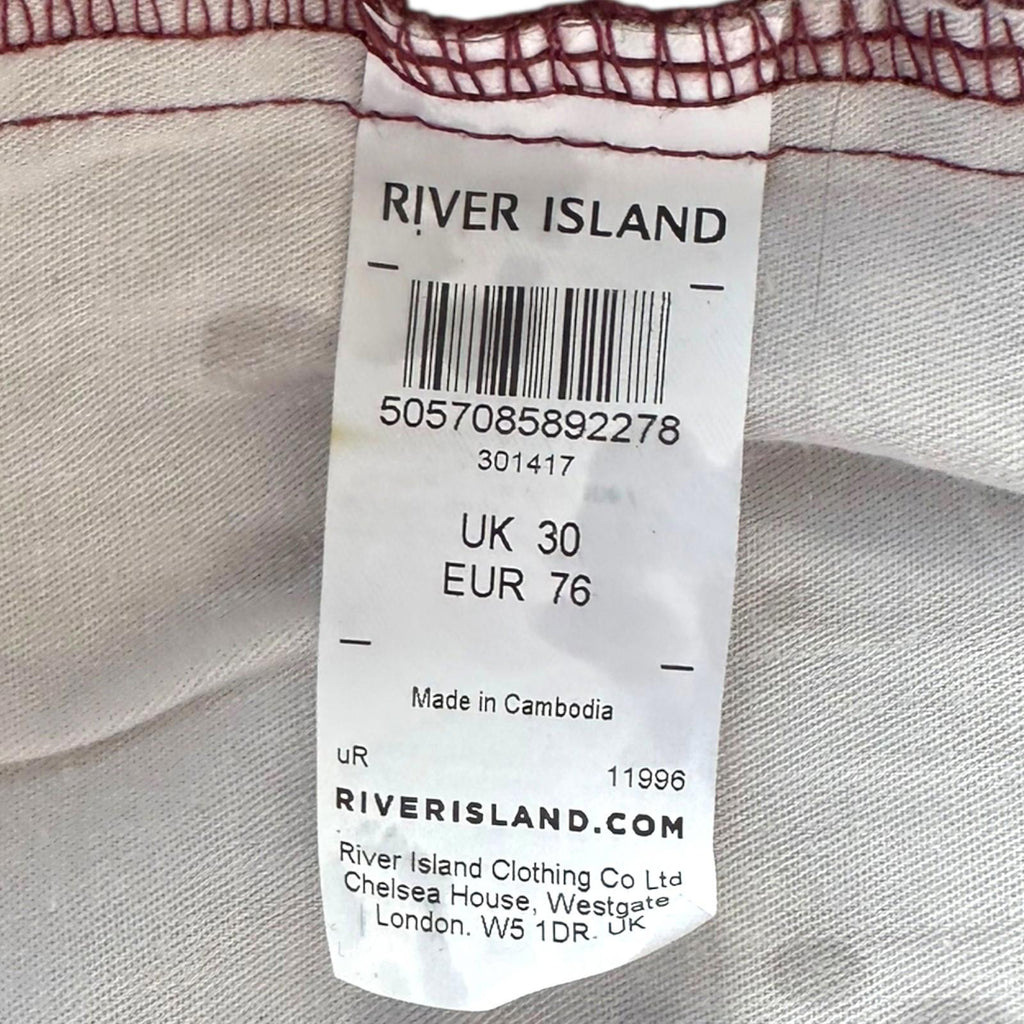 River Island Shorts Men's UK Size 30" W Red Chino Button Summer Casual