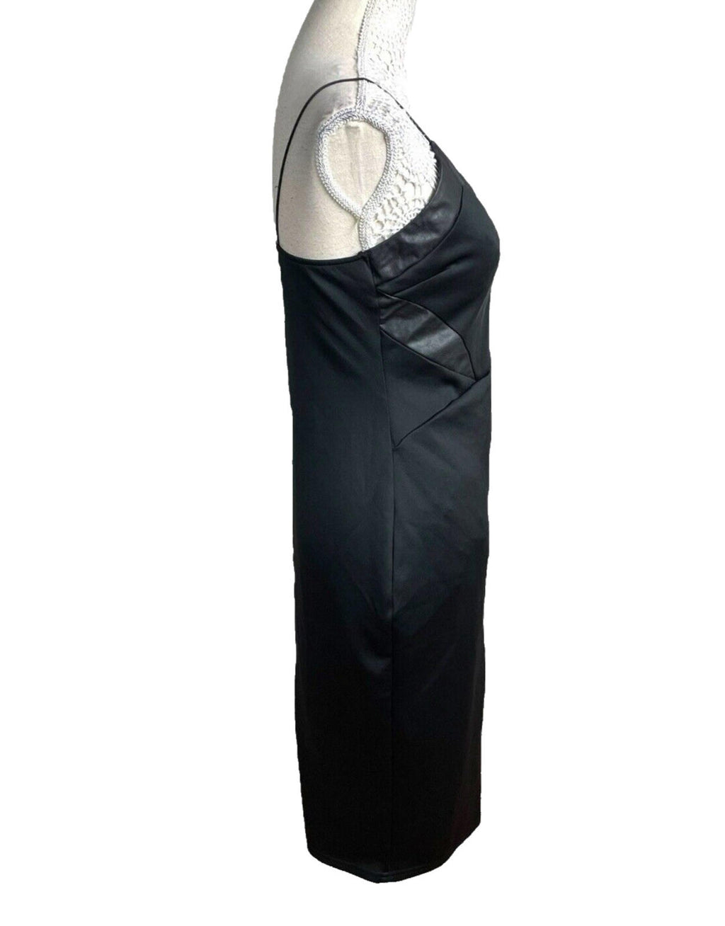 AX Paris Black Midi Dress Body Con Faux Leather Panels Women’s UK Size 12