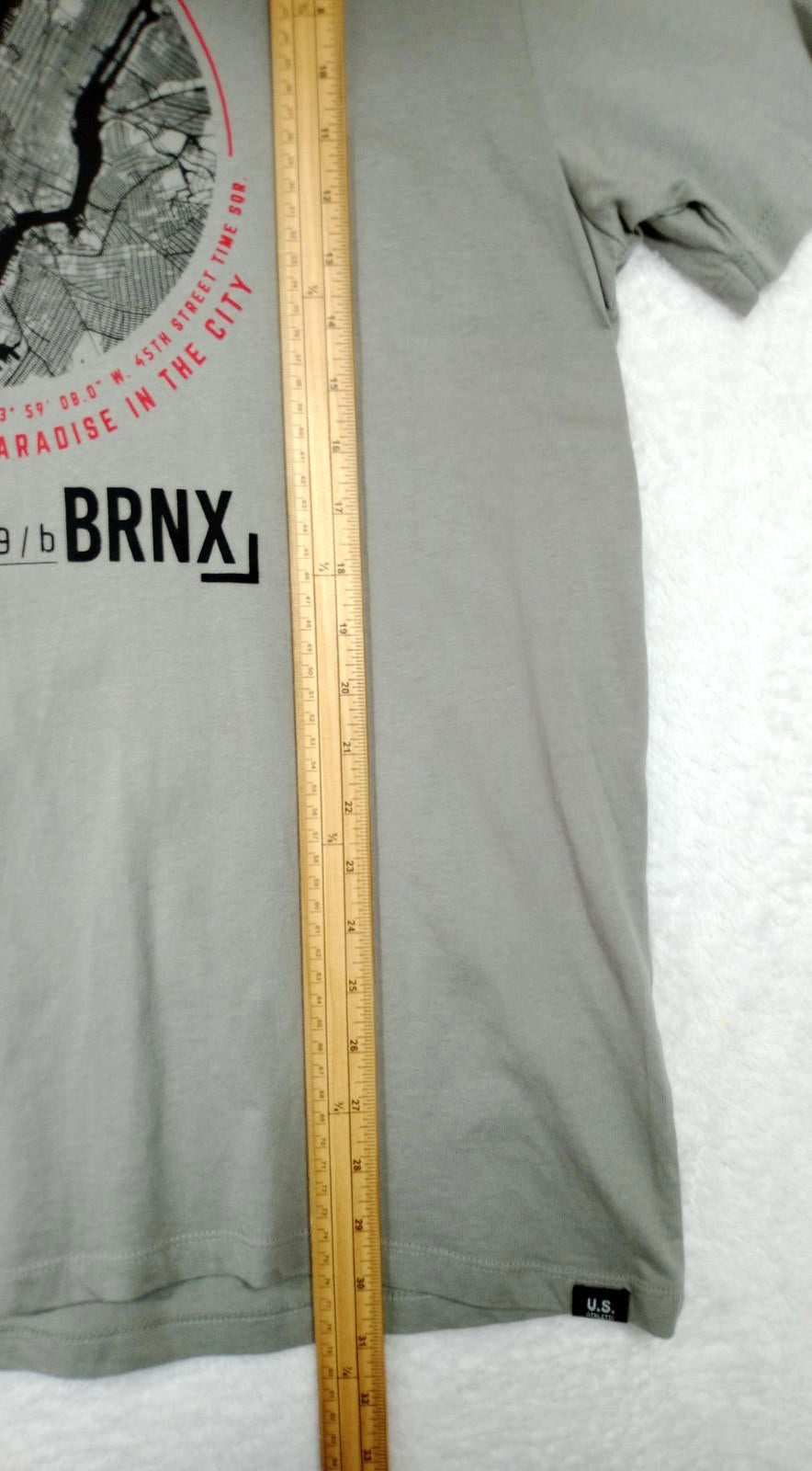 NYC Underground BRNX Print T-Shirt Men's UK Size 2XL Grey 100% Cotton Crew Neck
