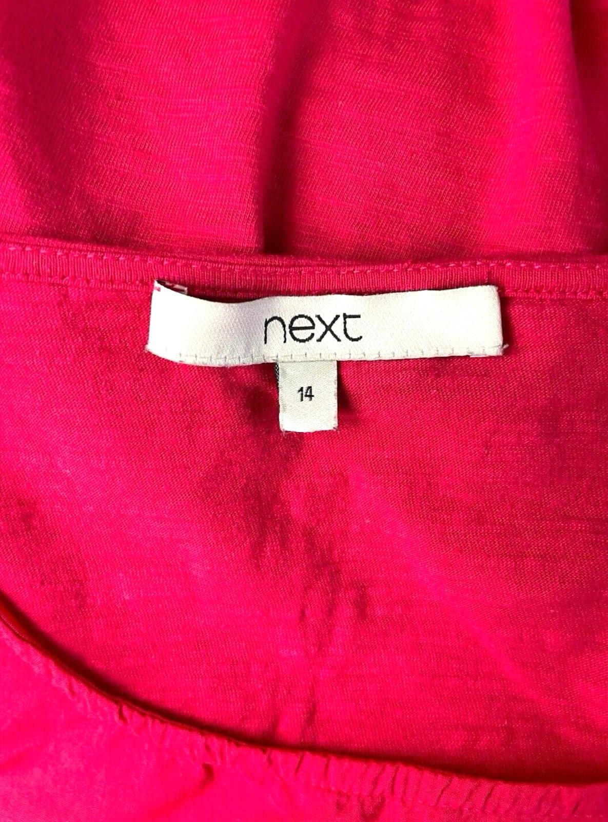 Next Bright Pink T-shirt Top Embroidered Hole Design Women’s UK Size 14