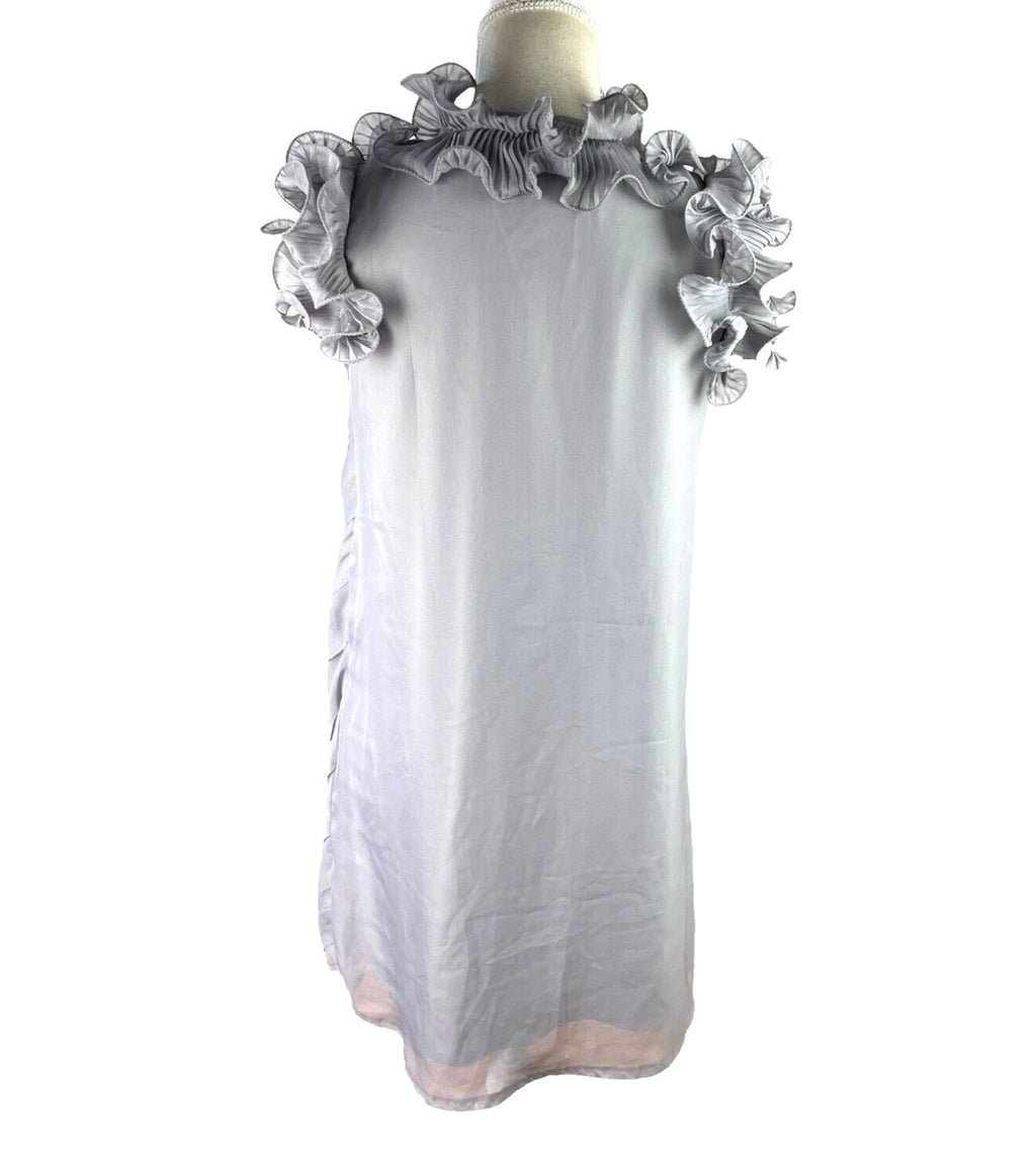 Miso Grey Chiffon Mini Dress Occasion Exaggerated Frill Women’s UK Size 12