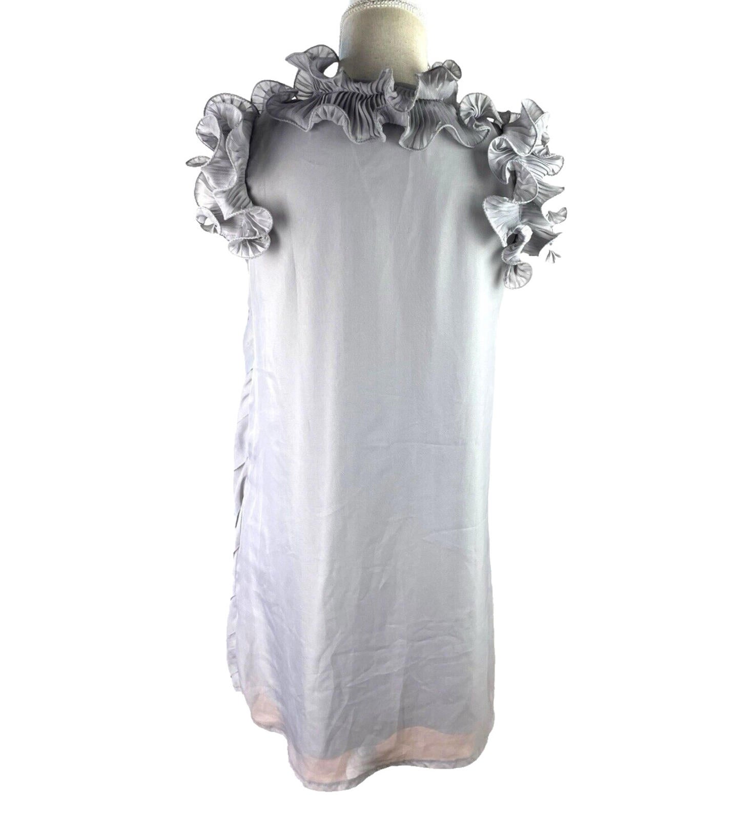 Miso Grey Chiffon Mini Dress Occasion Exaggerated Frill Women’s UK Size 12