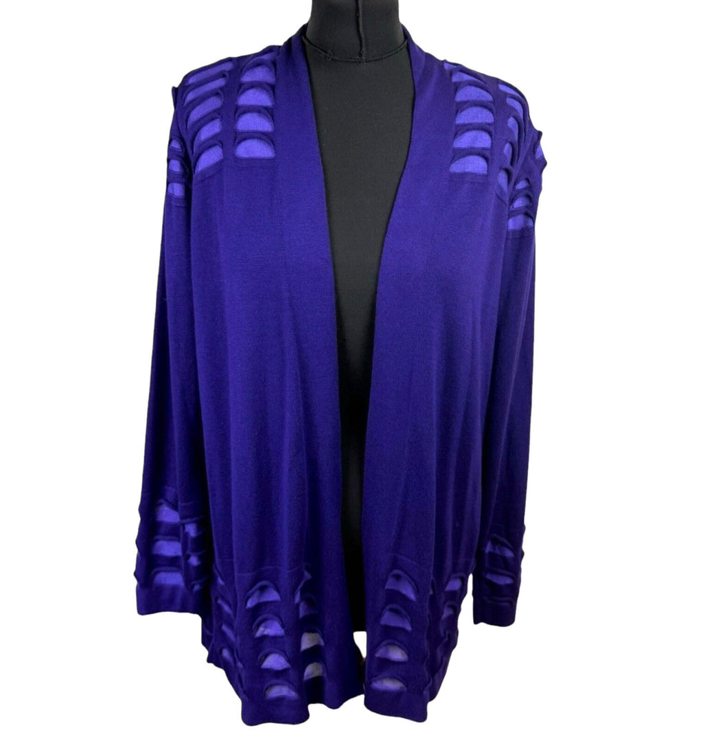 Marks & Spencer Cardigan Women’s UK Size 18 Mid Length Lightweight Mesh Purple