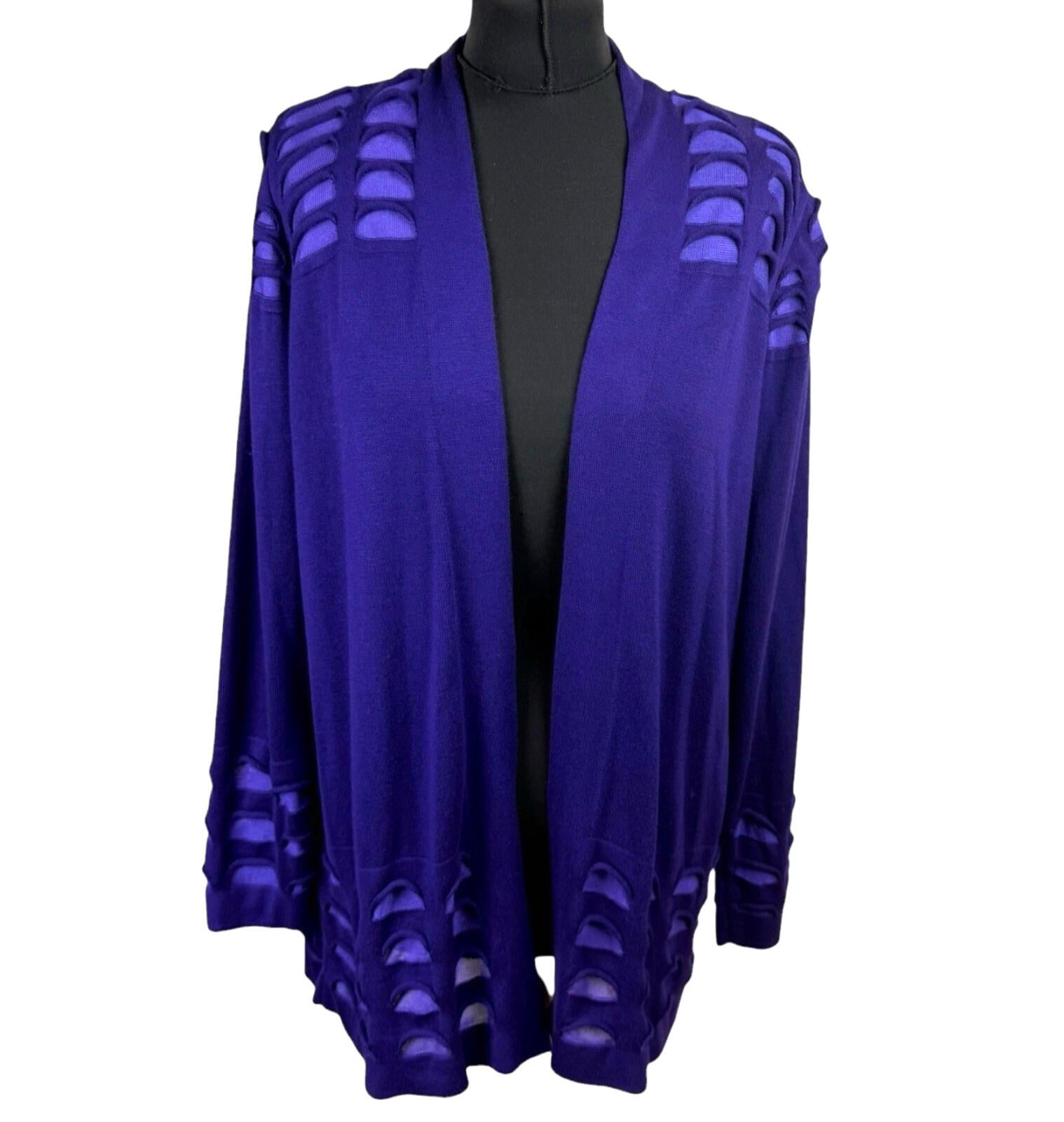 Marks & Spencer Cardigan Women’s UK Size 18 Mid Length Lightweight Mesh Purple