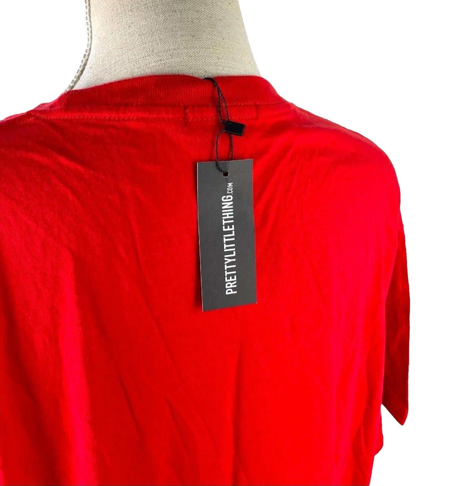 Pretty Little Thing T-Shirt Dress Red Paris Print Women’s UK Size M
