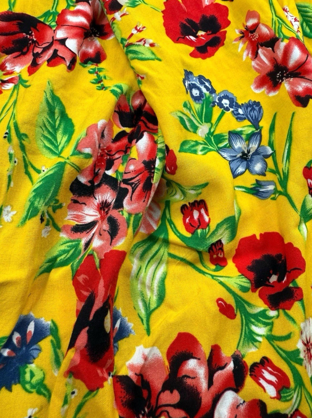 High Low Floral Skirt Women’s UK Size 12 Yellow Elasticated Waist Ruffled Hem