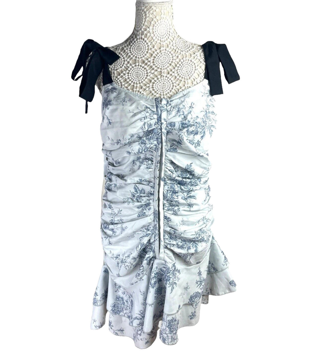 Pretty Little Thing Pale Blue Corset Mini Dress Ruffles Women’s UK Size 16