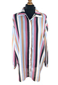 Pretty Little Thing Shirt Blouse Women’s UK Size S Colorful Stripe Long Sleeved