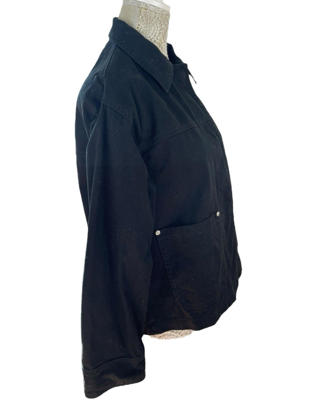 ASOS Petite Black Denim Jacket Relaxed Fit Women’s UK Size 8