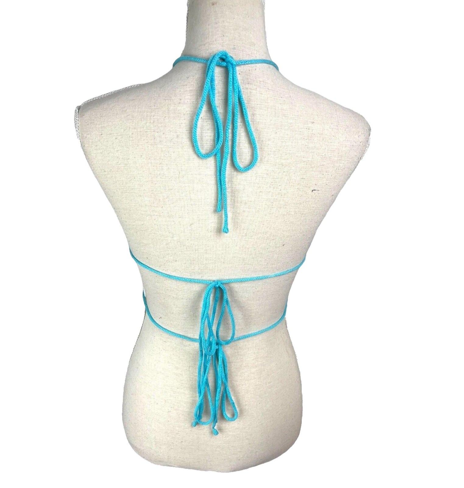 Blue Knit Flower Crop Top Backless Women’s UK Size S
