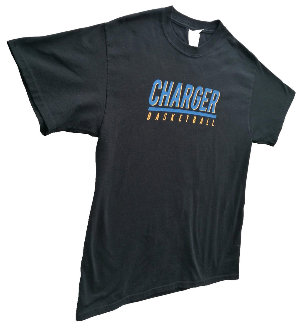 Charger Basketball Sports Graphic Print T-Shirt Men's Size M Black Crew Neck