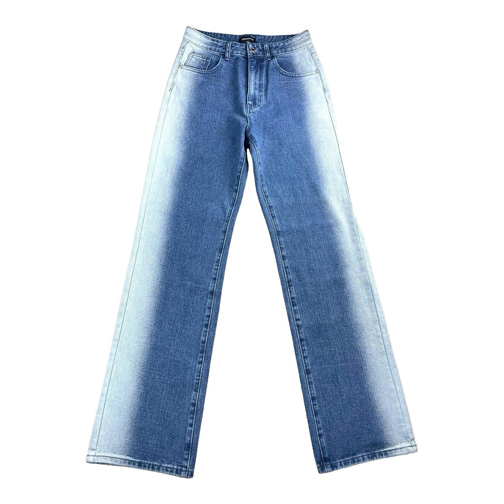 Pretty Little Thing Denim Jeans Bleached Sides Straight Leg Women’s UK Size 8