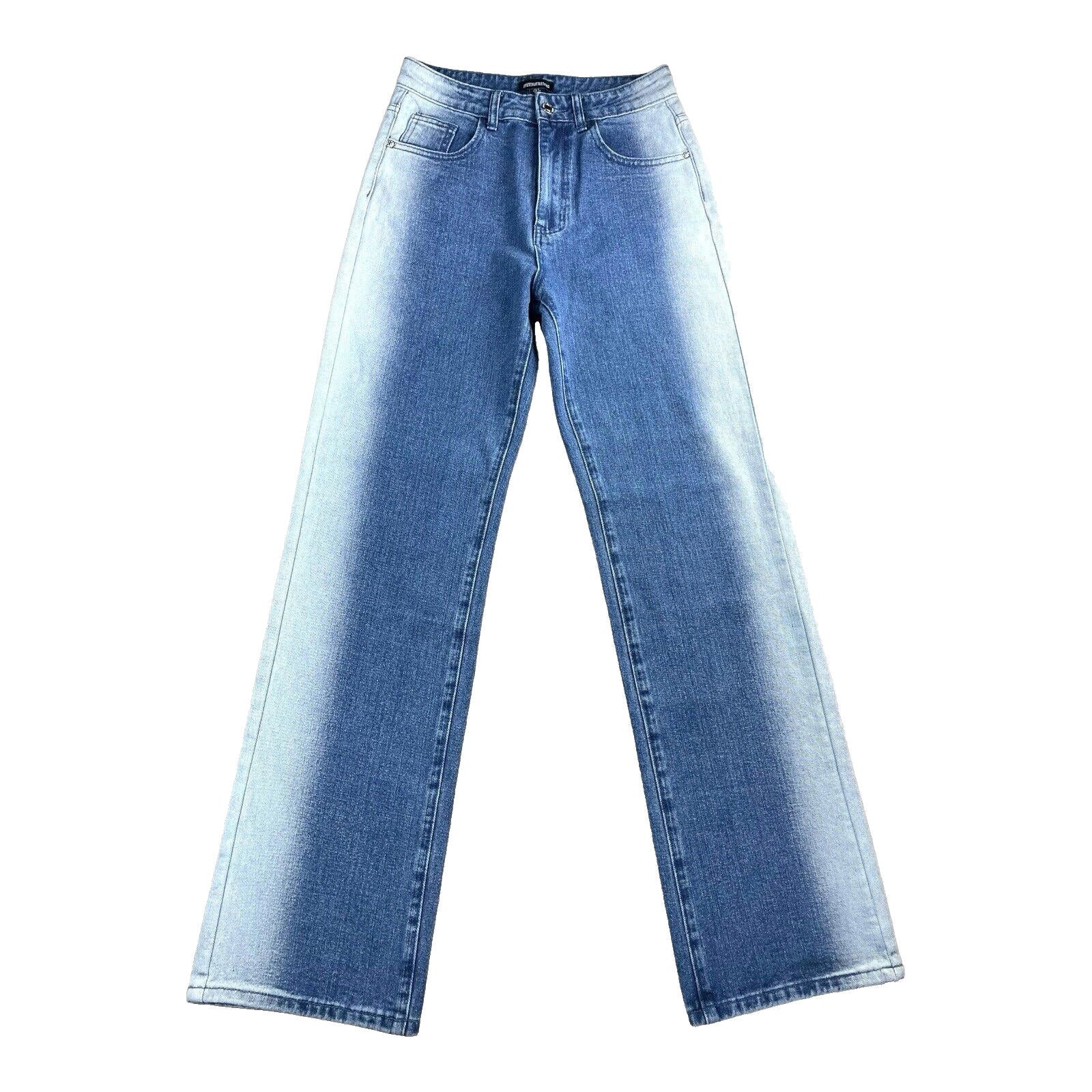 Pretty Little Thing Denim Jeans Bleached Sides Straight Leg Women’s UK Size 8