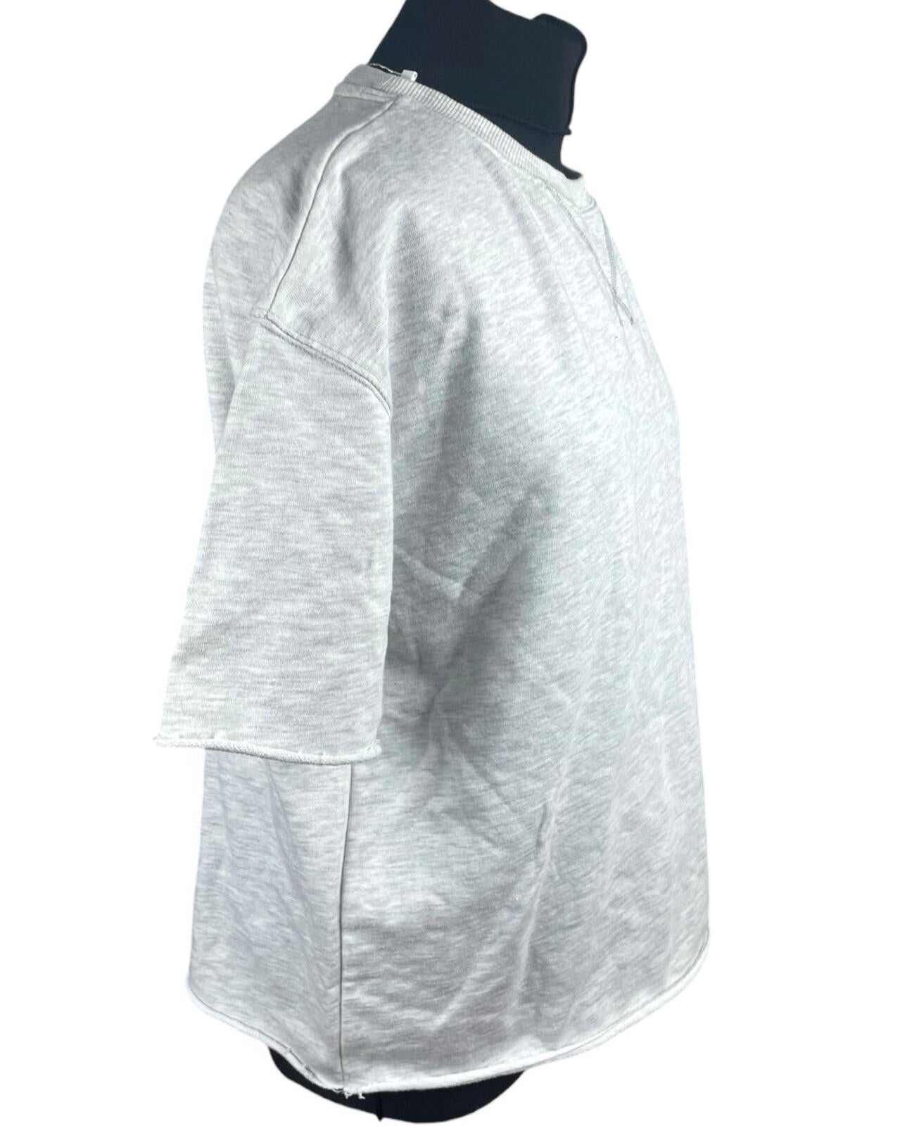 Zara Jersey T-Shirt Top Women’s UK Size S Oversized Light Grey Crew Neck