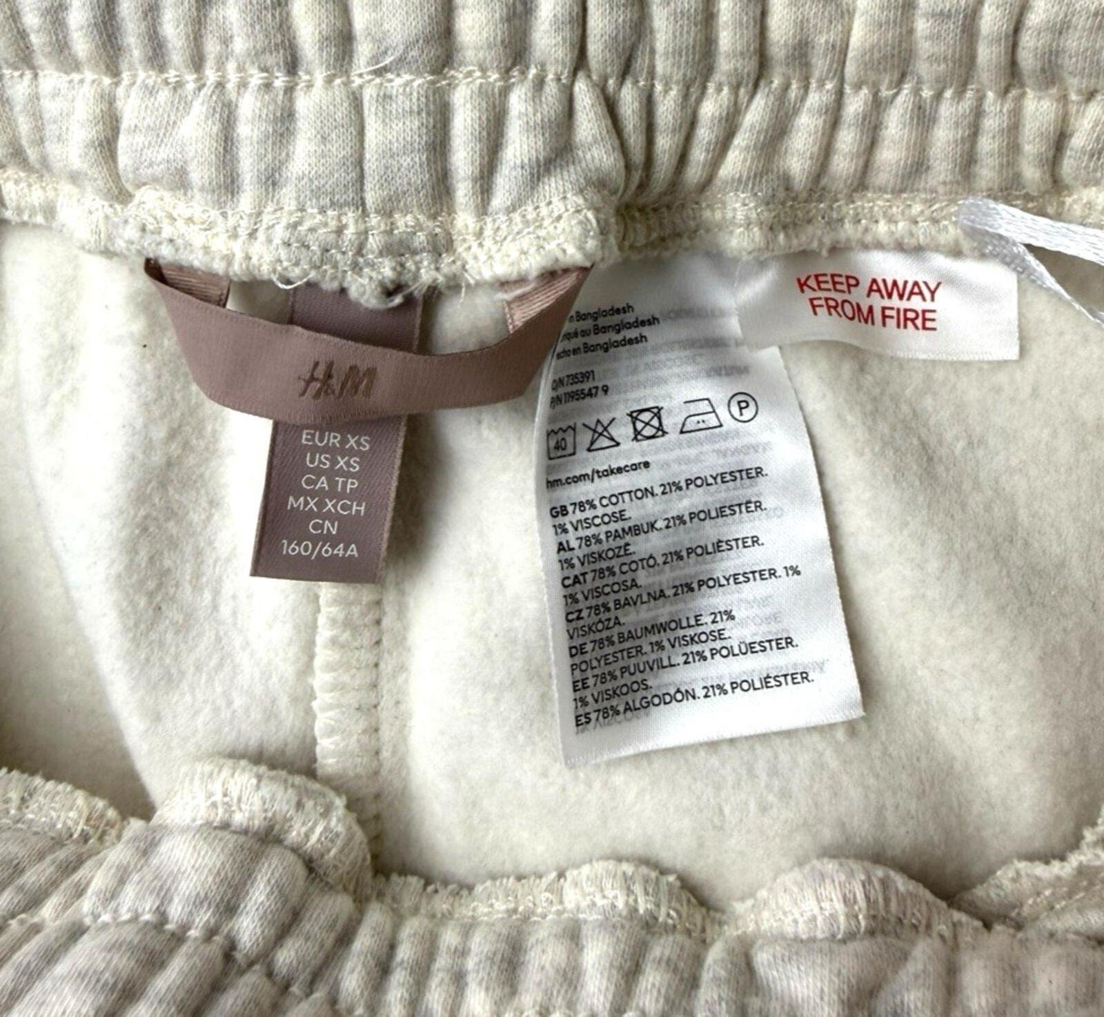 H&M Joggers Co Ord Set Women's UK Size XS Jersey Hoodie Jog Pants Light Grey
