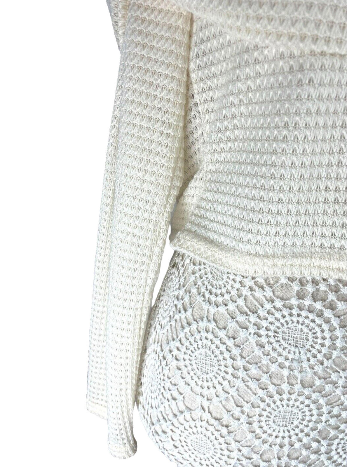 Pretty Little Thing Crop Top Cream Off Shoulder Textured Women’s UK Size 16