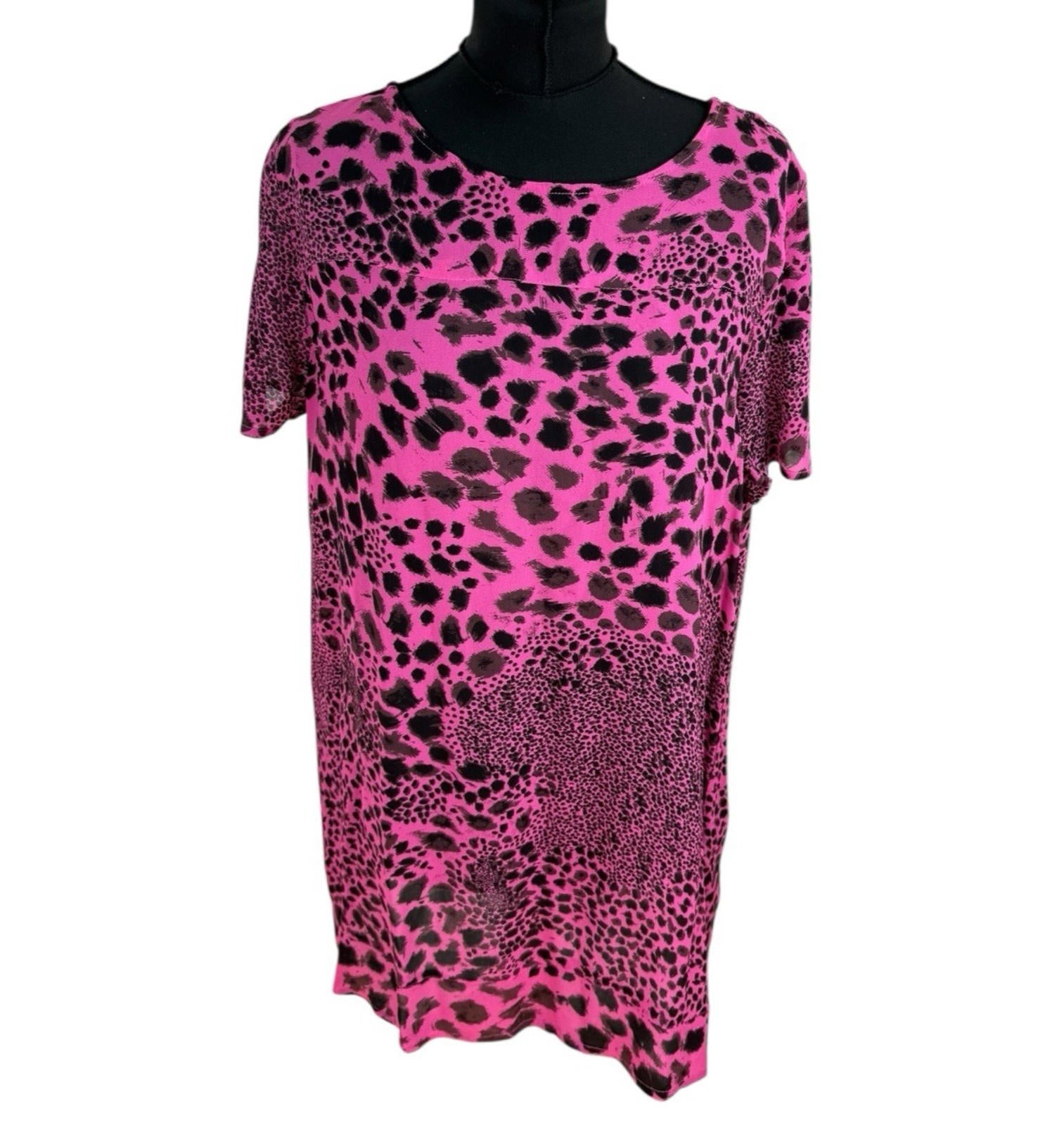 Next Chiffon Top Sheer Leopard Print Pink Lightweight Women’s UK Size 14