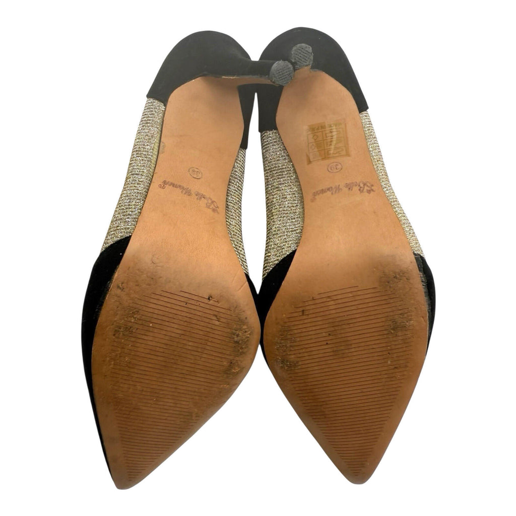 Belle Woman Stiletto Shoes Women’s UK Size 6 Pointed Toe Sparkle Black Silver