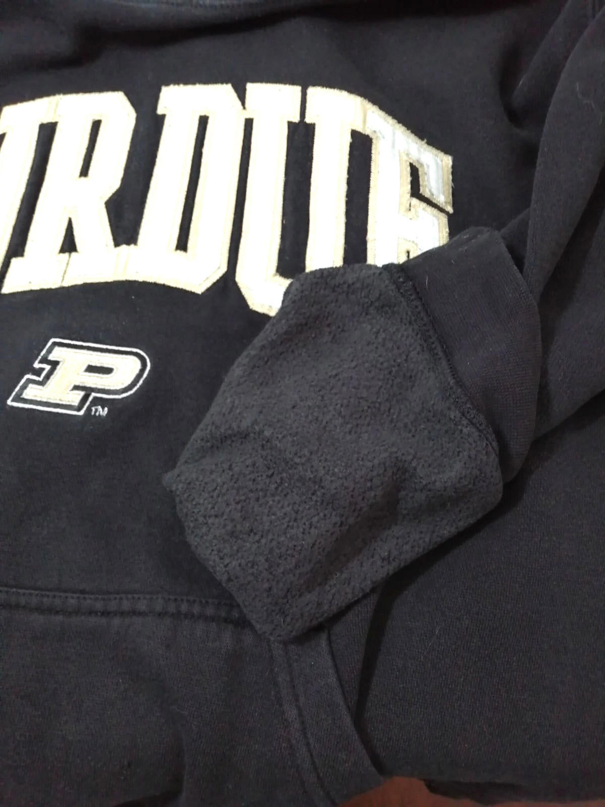 PURDUE Colour Block Hoodie Men's Size M Black Grey Jersey Hooded Pockets Sports