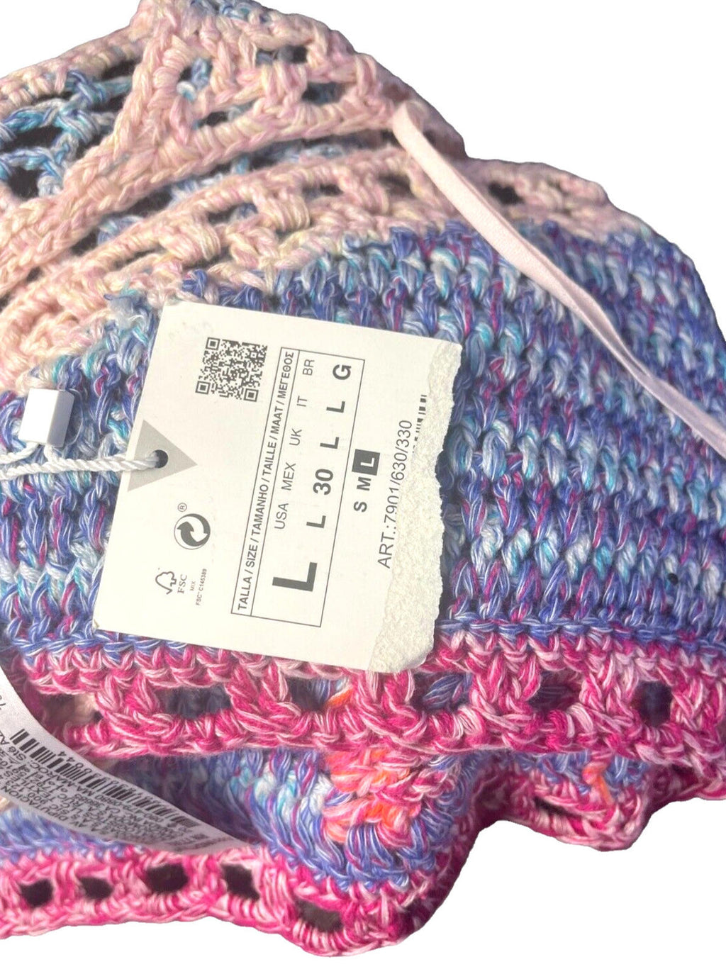 Zara Crochet Knit Halter Crop Top Summer Women's UK Size Large