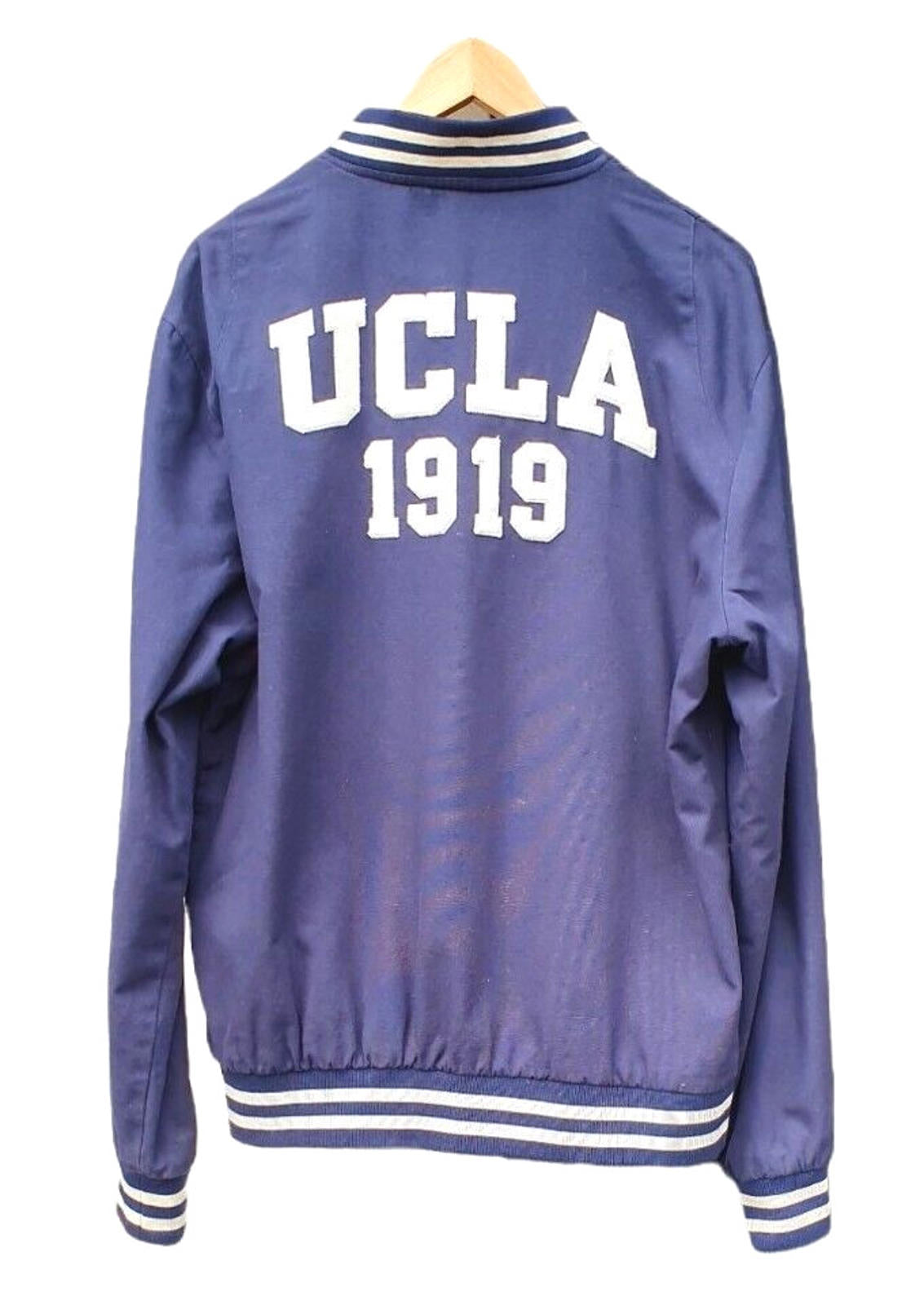 Varsity Jacket Coat Blue 100% Cotton Men's UK Size Large
