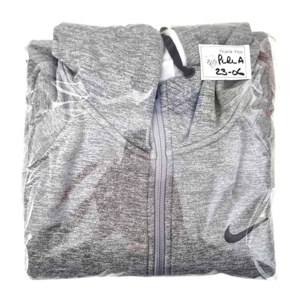 Nike Therma-FIT Hoodie Men's UK Size S Full Zip Grey Fleece Lined Jersey