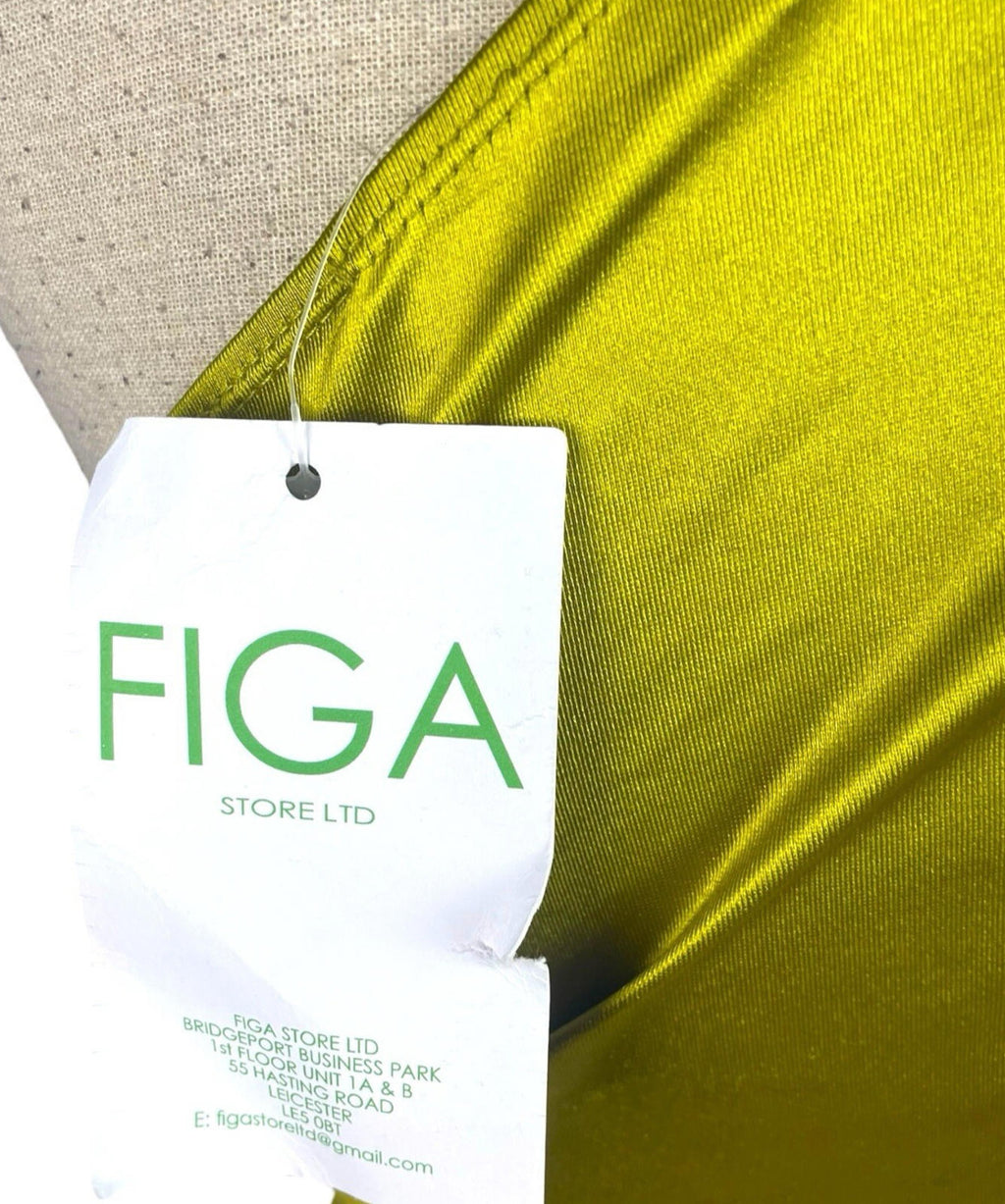 Figa Green Satin Maxi Dress Cut Out Design Women’s UK Size 8