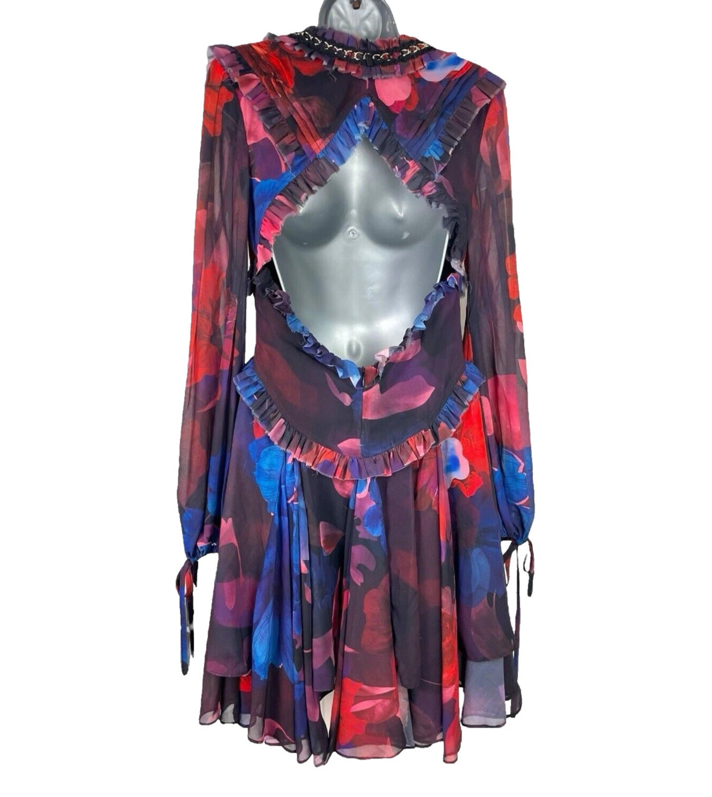 Pretty Little Thing Multicolour Floaty Midi Dress Chain Detail Women’s UK Size 8