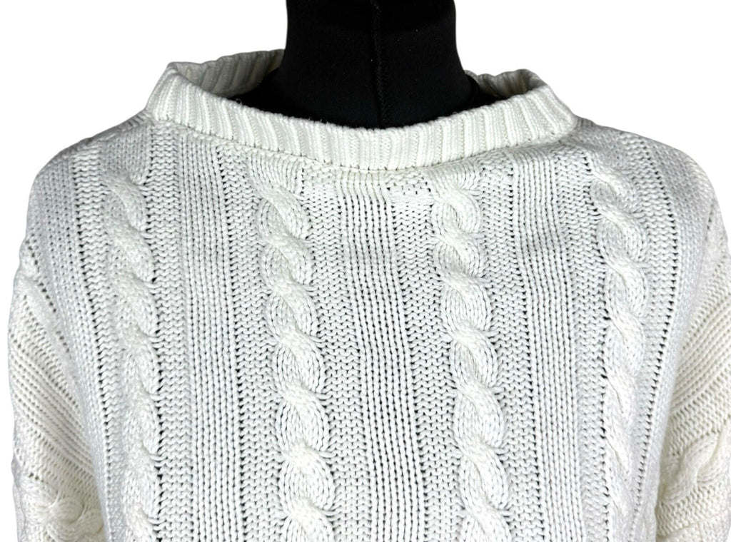 Dazy Cropped Cable Knit Jumper Women’s UK Size S Aaron Long Sleeve Ivory