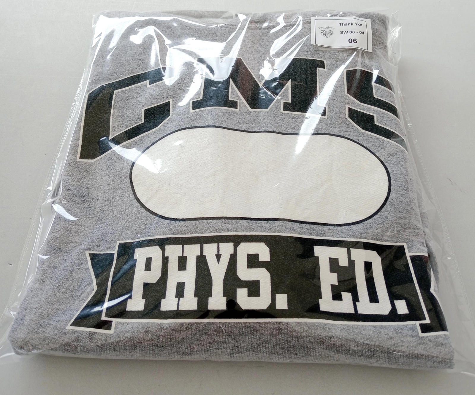 Grey Graphic Print Jersey Hoodie Men's UK Size S CMS PHYS. ED. Fleece Lined