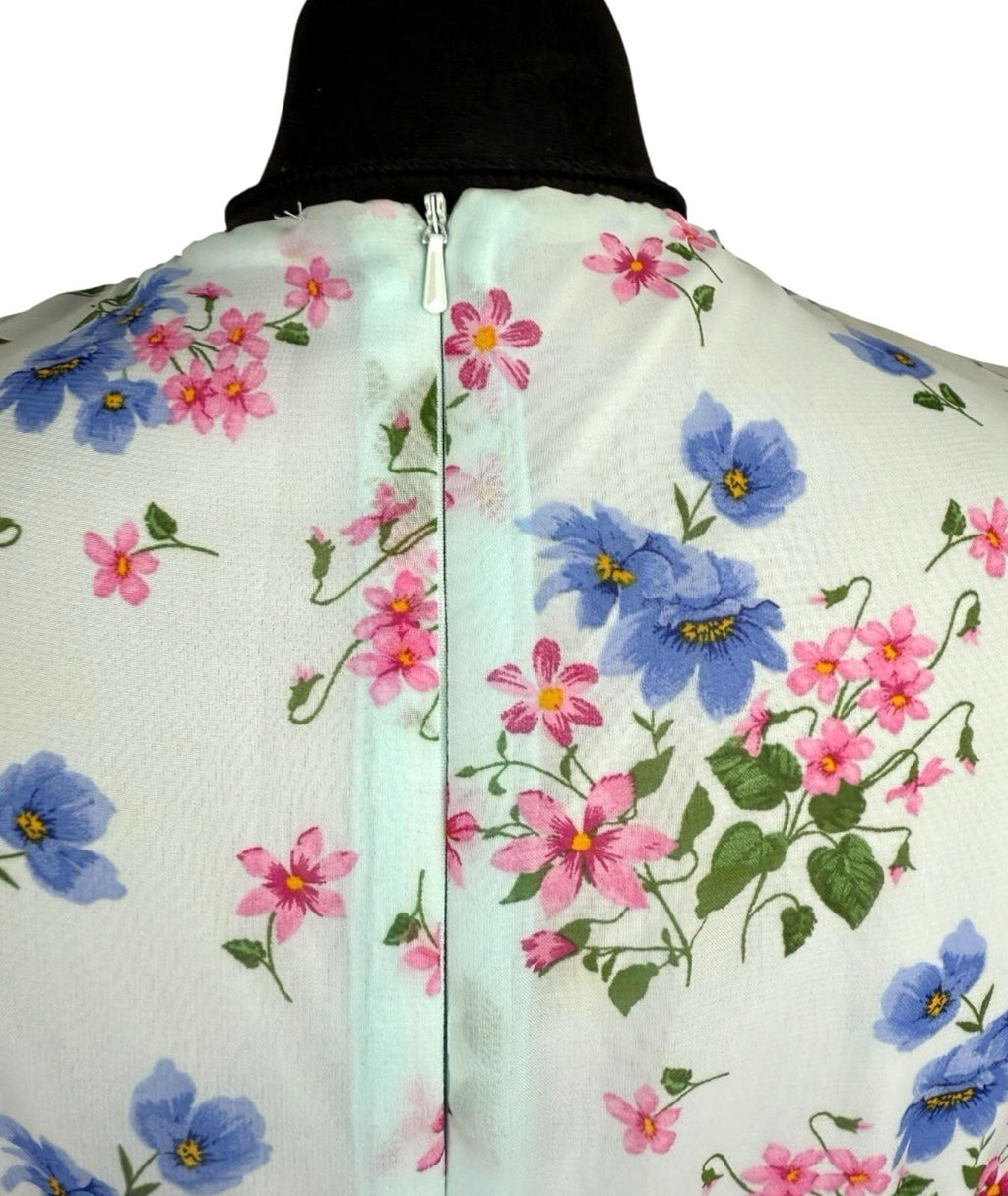 Roman Occasion Dress Midi Pastel Floral Chiffon V Neck Women’s UK Size 12