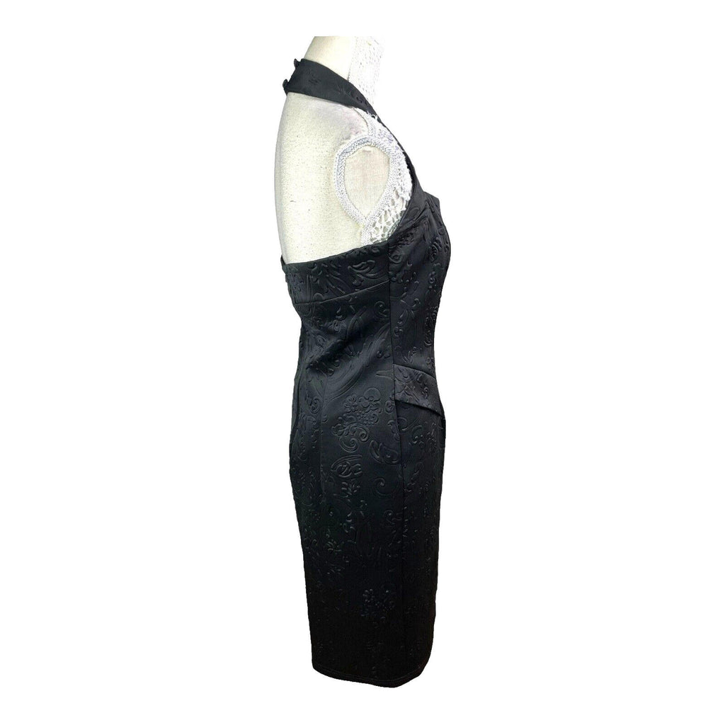 Amy Childs Black Quilted Midi Dress Halter Neck Women’s UK Size 12