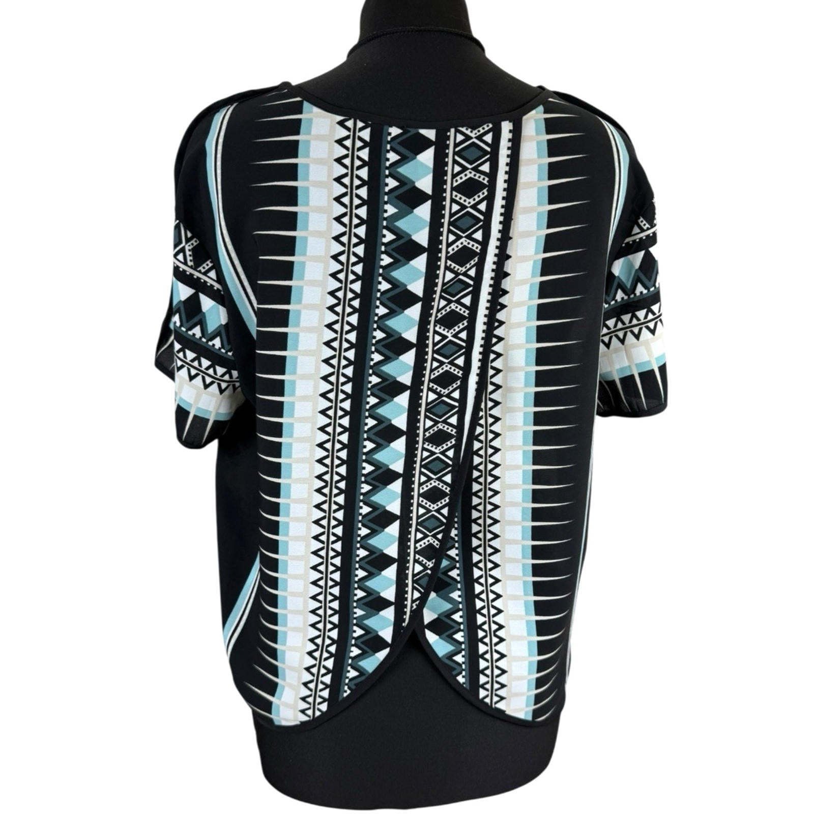 River Island Pattern Top Open Back Lightweight Short Sleeve Women’s UK Size 12