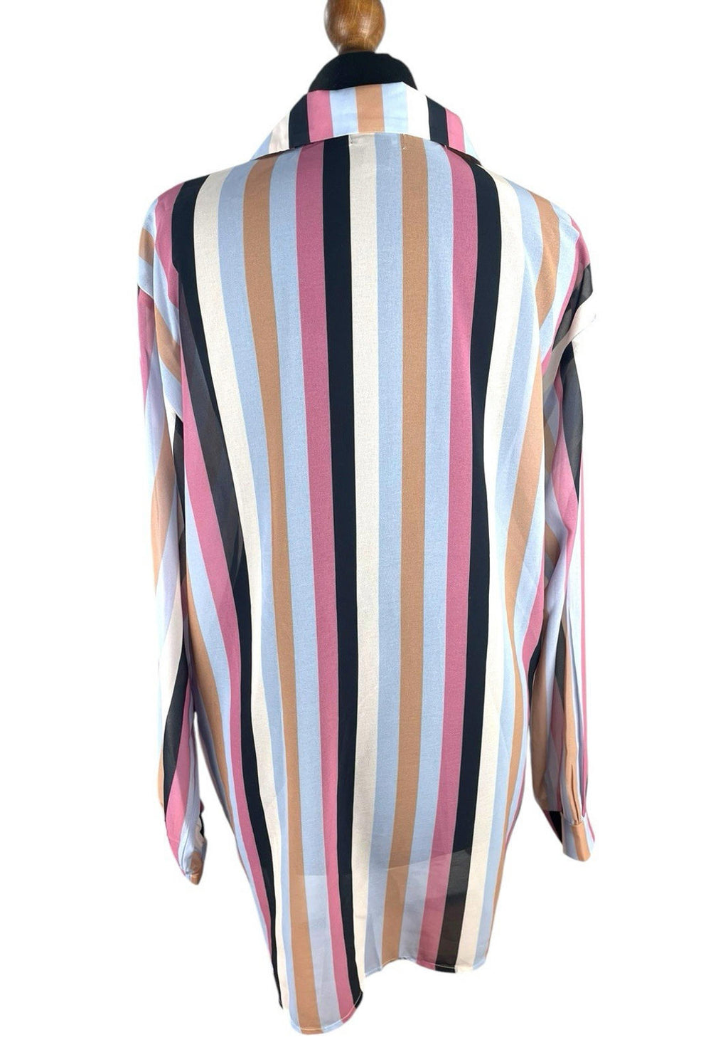Pretty Little Thing Shirt Blouse Women’s UK Size S Colorful Stripe Long Sleeved