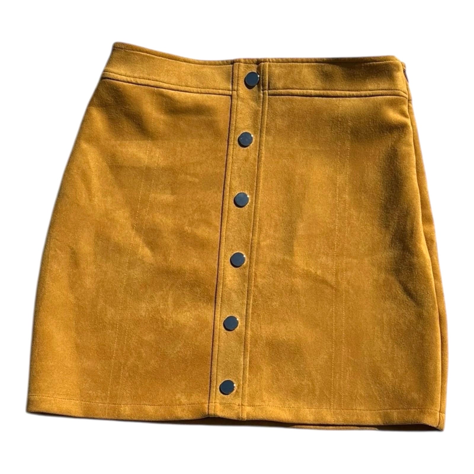 Misguided Mustard Skirt Velour High Waist Aline Women’s UK Size 12