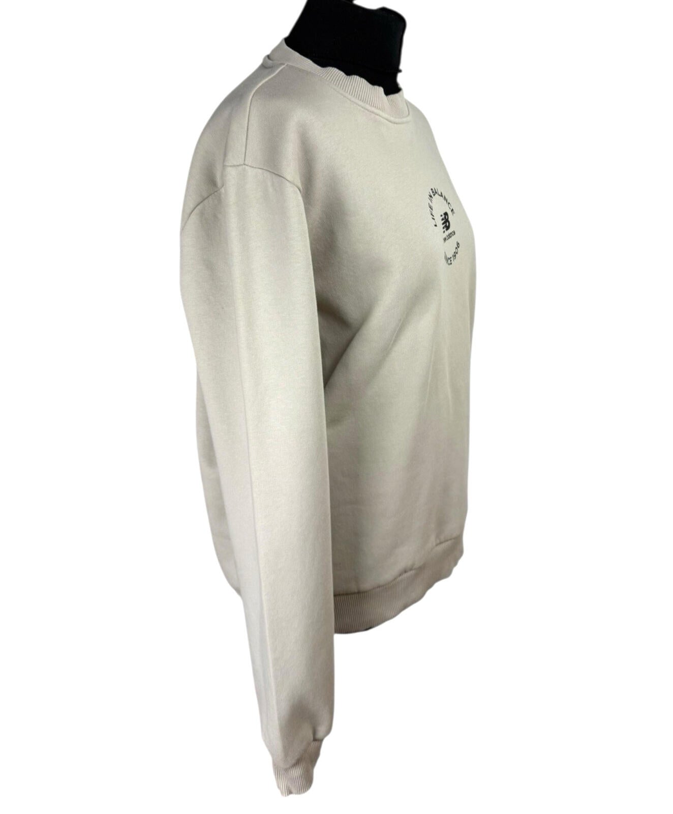 New Balance Fleece Lined Sweatshirt Jumper Women’s UK Size XS Beige Crew Neck