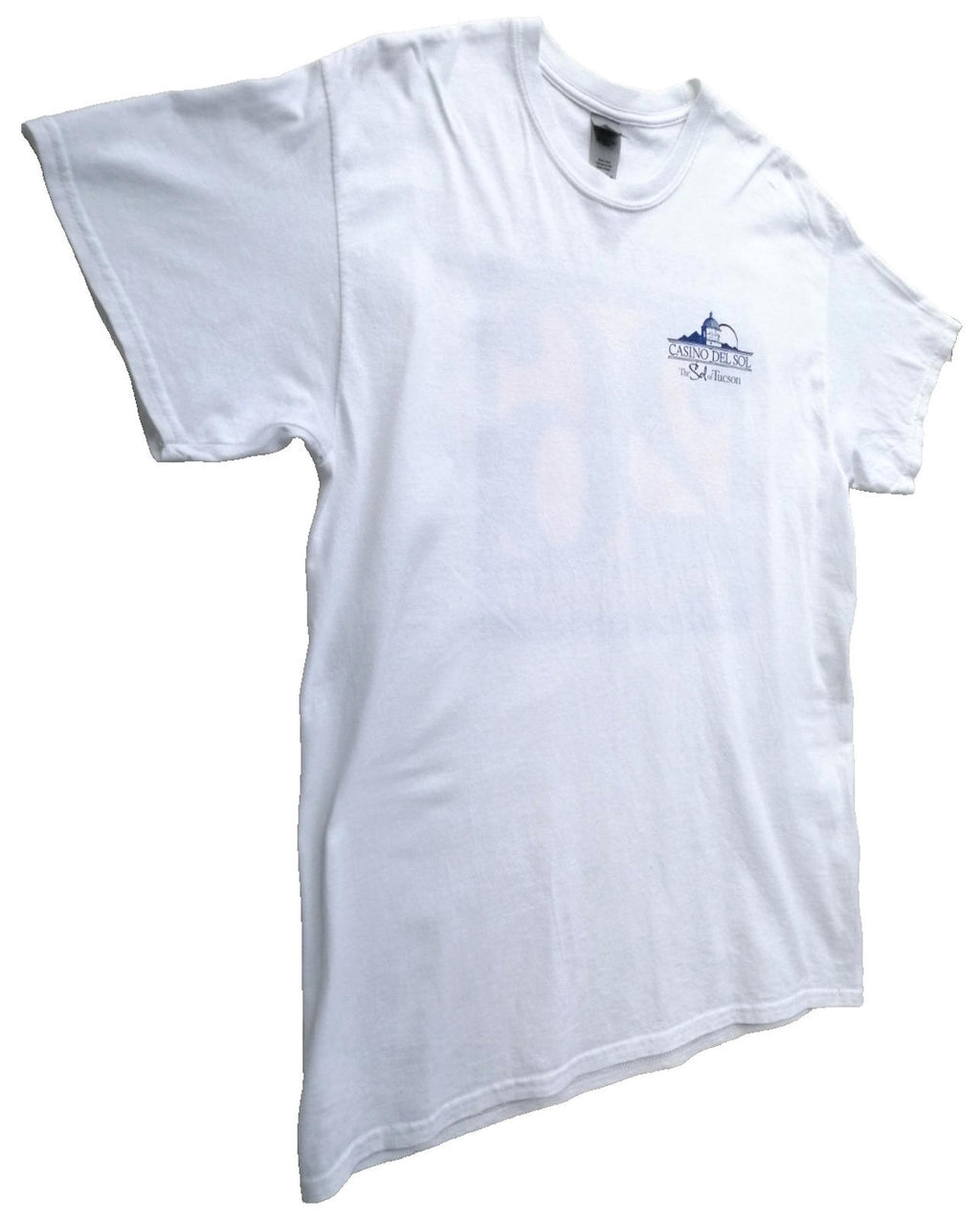 Graphic Print T-Shirt Men's US Size L White Crew Neck 100% Cotton