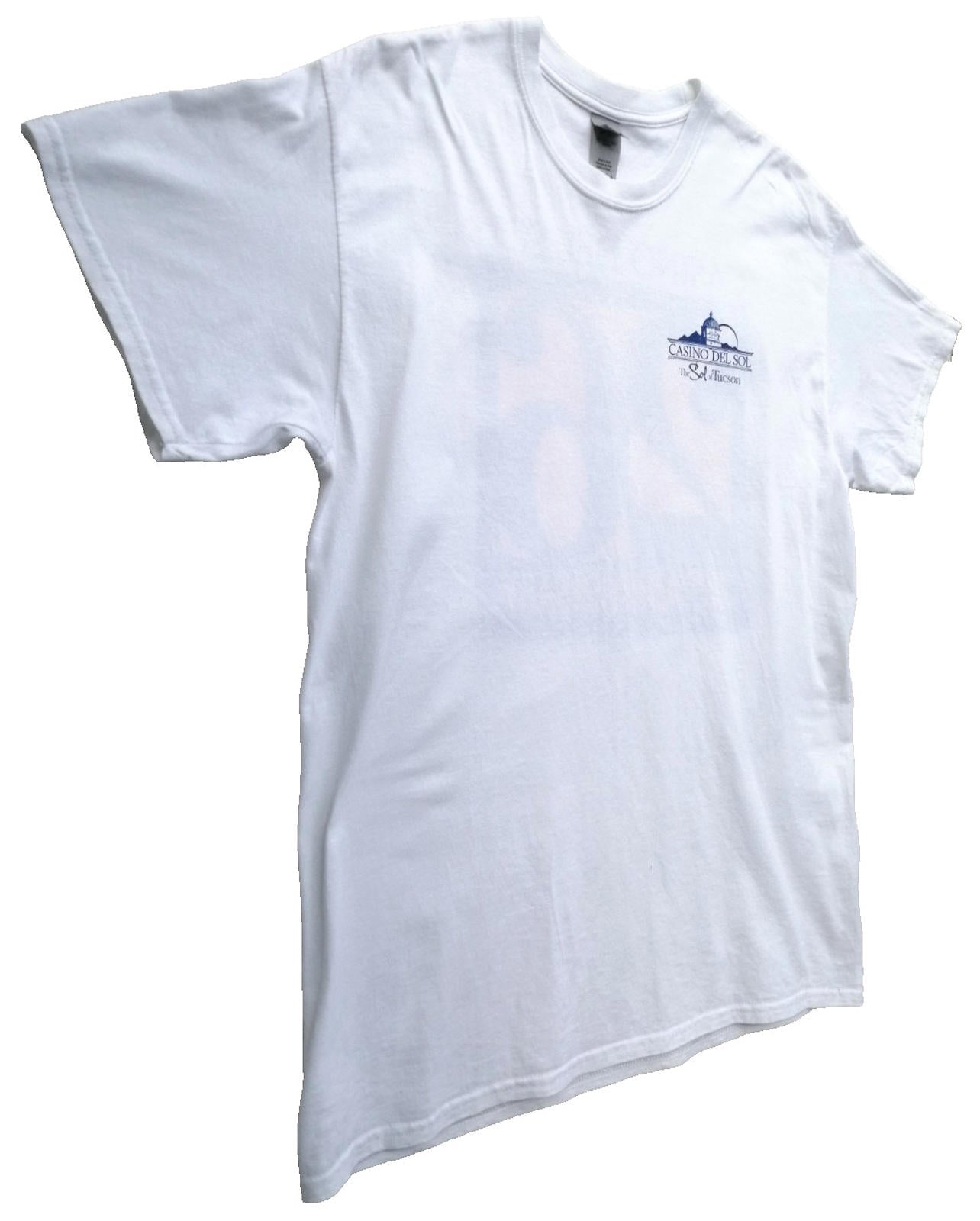 Graphic Print T-Shirt Men's US Size L White Crew Neck 100% Cotton