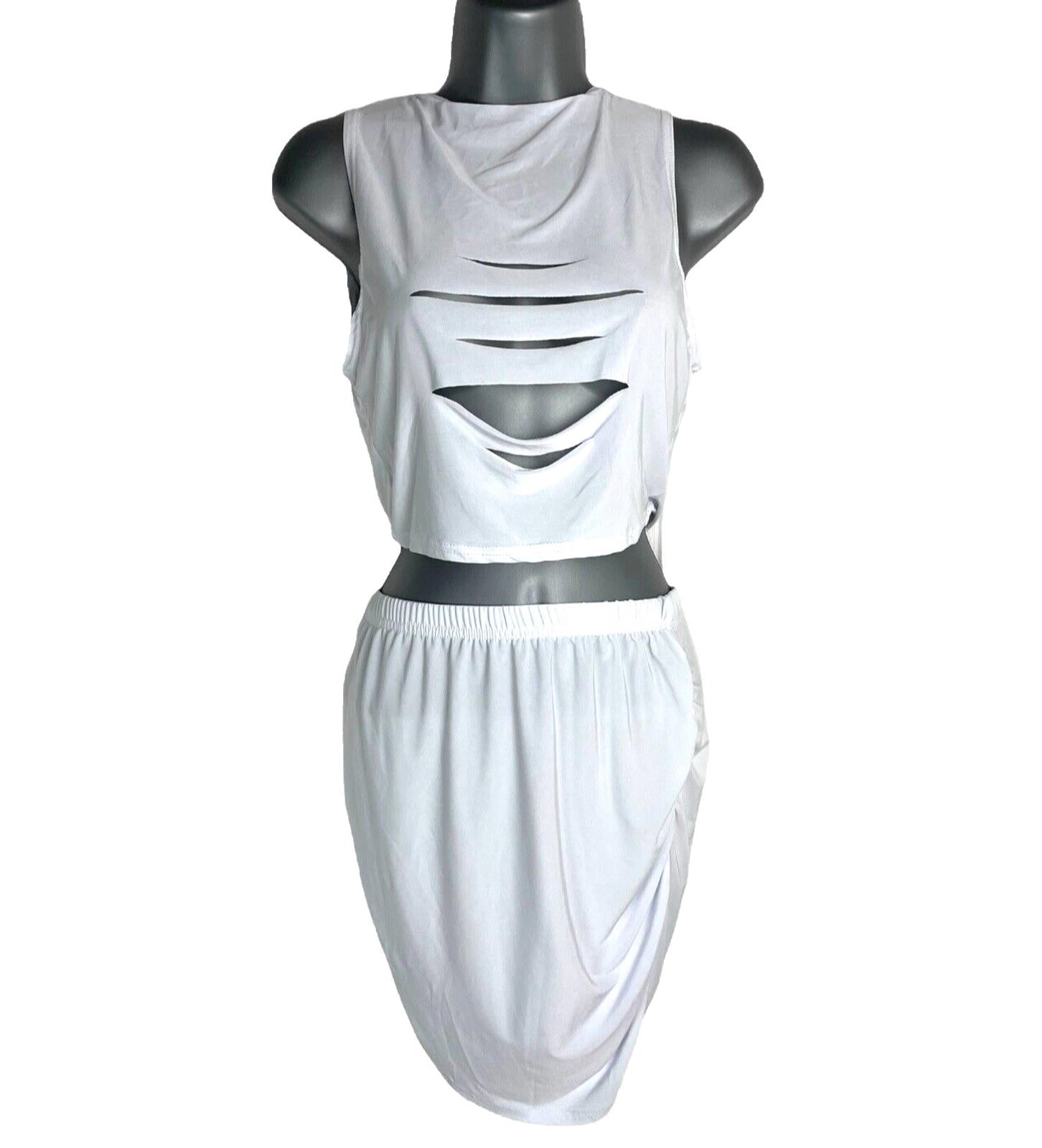 Pretty Little Thing Two-Piece Set Women’s UK Size 8 Bandage Skirt & Crop Top