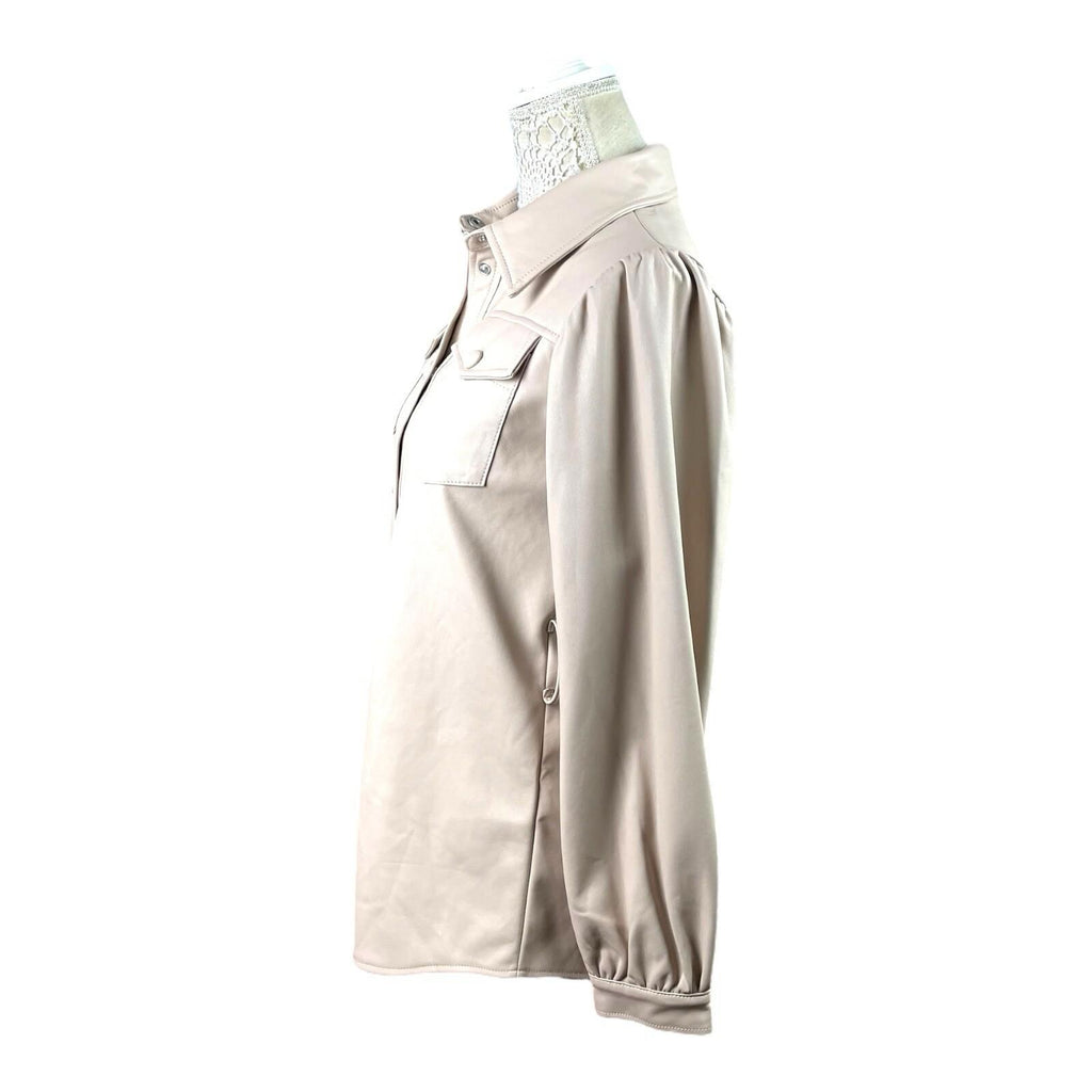 Miss Selfridge Beige Faux Leather Shirt Collared Women’s UK Size 8