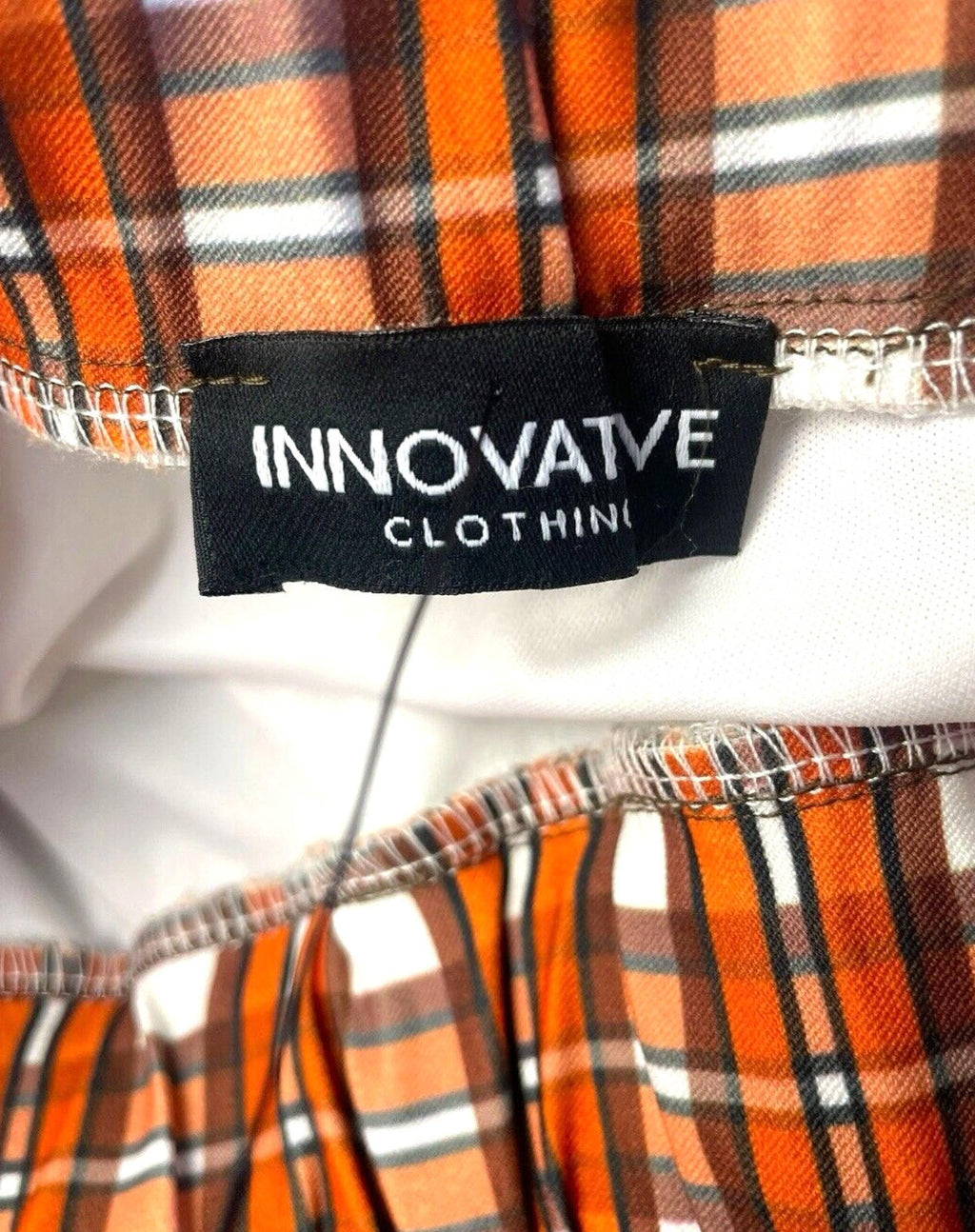 Innovate Bubble Hem Mini Skirt Orange Check Women’s UK Size 8