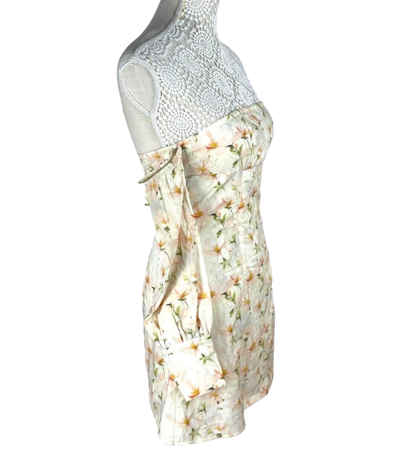 Pretty Little Thing Mini Dress Floral Off Shoulder Women's UK Size 8