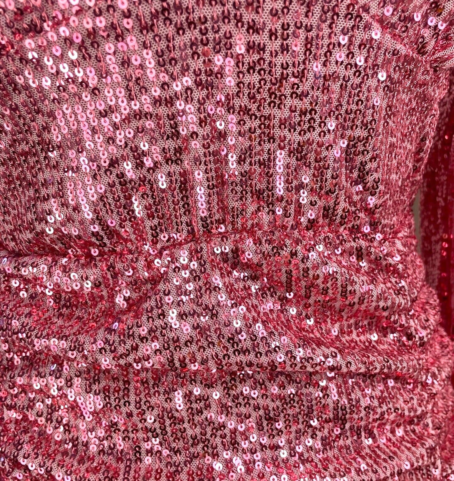 Parisian Mini Dress Pink Full Sequin Long Sleeve Occasion Women’s UK Size M (10)