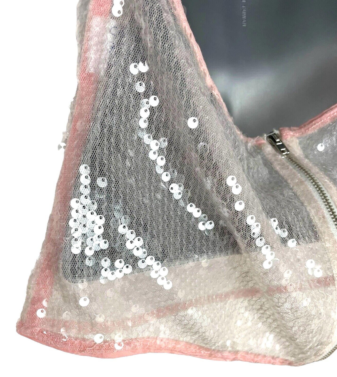 Pretty Little Thing Sheer Sequin Tank Top Backless Women’s UK Size 8