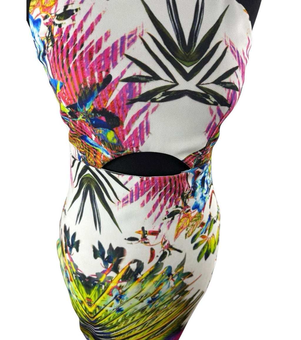 AX Paris Cut Out Mini Dress Tropical Print Multicolour Women’s UK Size 12